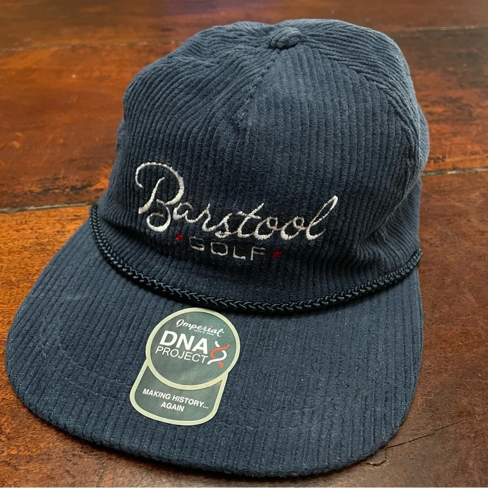 Blue Ribbed Corded Barstool Golf Adjustable Strap/Buckle Cap - Picture 2 of 11
